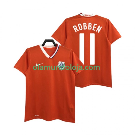 Camisola Países Baixos ROBBEN 11 Retro Homem Equipamento Primeiro 2008 Manga Curta